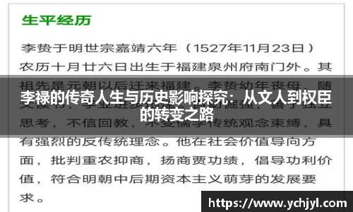 李禄的传奇人生与历史影响探究：从文人到权臣的转变之路